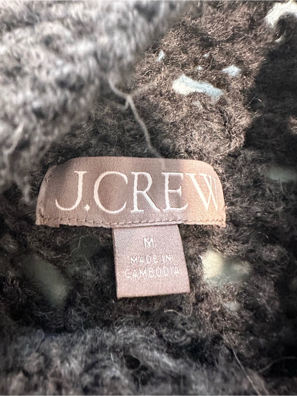 J Crew Chunky Open Knit Cross-cable Sz: M Dark Gray mockneck wool blend sweater. - Picture 12 of 13